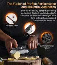 XINZUO Santoku nôž z damaškovej ocele 19,3 cm – Tepaný vzor, ergonomická rukoväť z bieleho dubu a červeného G10, profesionálne kovaný kuchynský nôž, v darčekovej krabičke 3