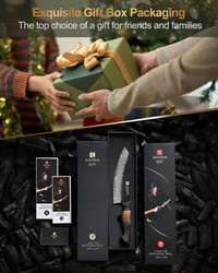 XINZUO Santoku nôž z damaškovej ocele 19,3 cm – Tepaný vzor, ergonomická rukoväť z bieleho dubu a červeného G10, profesionálne kovaný kuchynský nôž, v darčekovej krabičke 10