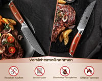 Sada 4 steakových nožov Xinzuo radu Yi, 12,7 cm damaskové oceľové kuchynské nože s rovnou čepeľou a rúčkou z palisandrového dreva v darčekovej krabičke 8