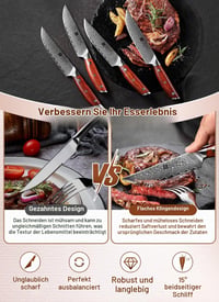 Sada 4 steakových nožov Xinzuo radu Yi, 12,7 cm damaskové oceľové kuchynské nože s rovnou čepeľou a rúčkou z palisandrového dreva v darčekovej krabičke 3