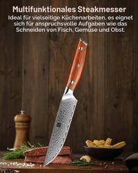 Sada 4 steakových nožov Xinzuo radu Yi, 12,7 cm damaskové oceľové kuchynské nože s rovnou čepeľou a rúčkou z palisandrového dreva v darčekovej krabičke 7