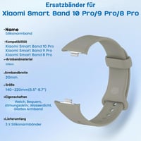Xisair 3 ks silikónový remienok pre Xiaomi Smart Band 10 Pro / 9 Pro / 8 Pro, priedušný, mäkký a pohodlný náhradný športový náramok, Miband 8 Pro / 9 Pro / 10 Pro 7