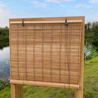XiuXiu Bambú Roletta 180x122 cm - Barna Bambusz Roló Függöny Ablakra és Ajtóra, Fényáteresztő Árnyékoló, Kültéri Napvédelem, Természetes Any 1