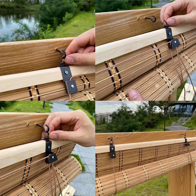 XiuXiu Bambú Roletta 180x122 cm - Barna Bambusz Roló Függöny Ablakra és Ajtóra, Fényáteresztő Árnyékoló, Kültéri Napvédelem, Természetes Any