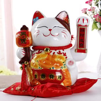 XIZHI 10 Inch Szerencsemacska Forgó Karral Arany Feng Shui Dekoráció 1