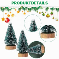 Set 12 mini brazi artificiali XJWZGM, brazi de Crăciun artificiali din sisal cu aspect nins, mini brazi verzi tip perie de sticle pentru decor de masă, decorațiuni DIY de Crăciun 3