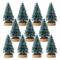 Set 12 mini brazi artificiali XJWZGM, brazi de Crăciun artificiali din sisal cu aspect nins, mini brazi verzi tip perie de sticle pentru decor de masă, decorațiuni DIY de Crăciun 1