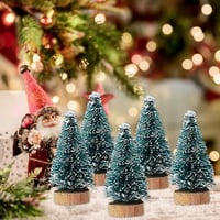 Set 12 mini brazi artificiali XJWZGM, brazi de Crăciun artificiali din sisal cu aspect nins, mini brazi verzi tip perie de sticle pentru decor de masă, decorațiuni DIY de Crăciun 7
