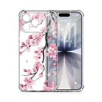 Xkladz Priehľadný silikónový kryt na iPhone 17 Pro, tenký nárazuvzdorný zadný kryt z TPU s motívom kvetov sakury pre dievčatá a chlapcov 1