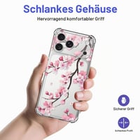 Xkladz Priehľadný silikónový kryt na iPhone 17 Pro, tenký nárazuvzdorný zadný kryt z TPU s motívom kvetov sakury pre dievčatá a chlapcov 4