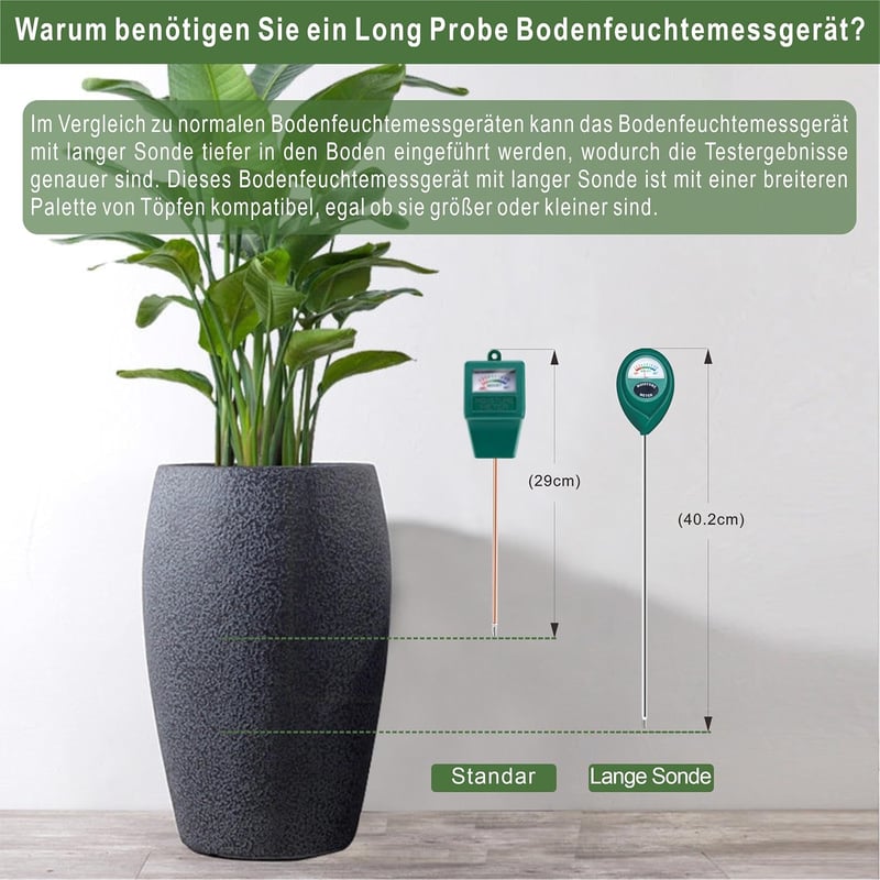 XLUX Talajnedvesség Mérő Hosszú Szondával Kertészeti Növénygondozáshoz 2 db