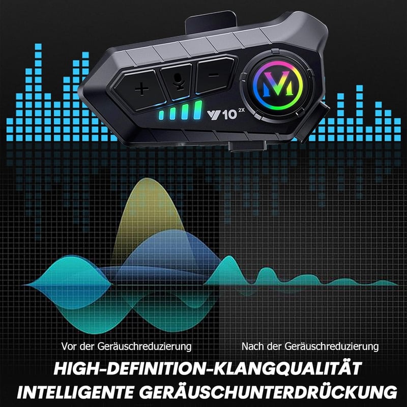 Xmenha Bluetooth Motoros Sisak Headset Mikrofonnal - 2 Személyes Intercom Kommunikációs Rendszer, Kihangosító Készlet, Vezeték Nélküli Sisak - Intercom*2