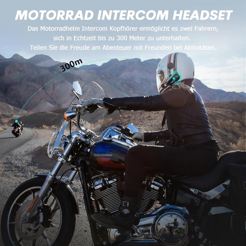 Xmenha Bluetooth Motoros Sisak Headset Mikrofonnal - 2 Személyes Intercom Kommunikációs Rendszer, Kihangosító Készlet, Vezeték Nélküli Sisak - Intercom*2