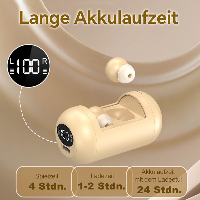 Xmenha Mini vezeték nélküli Bluetooth alvós fülhallgató lila, láthatatlan in-ear, oldalra fekvéshez is, töltőtartóval