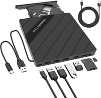 XMSJSIY Külső CD/DVD Meghajtó USB 3.0 Type-C Hordozható Írható Olvasó 8 az 1-ben 1