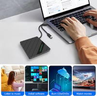 XMSJSIY Külső CD/DVD Meghajtó USB 3.0 Type-C Hordozható Írható Olvasó 8 az 1-ben 7