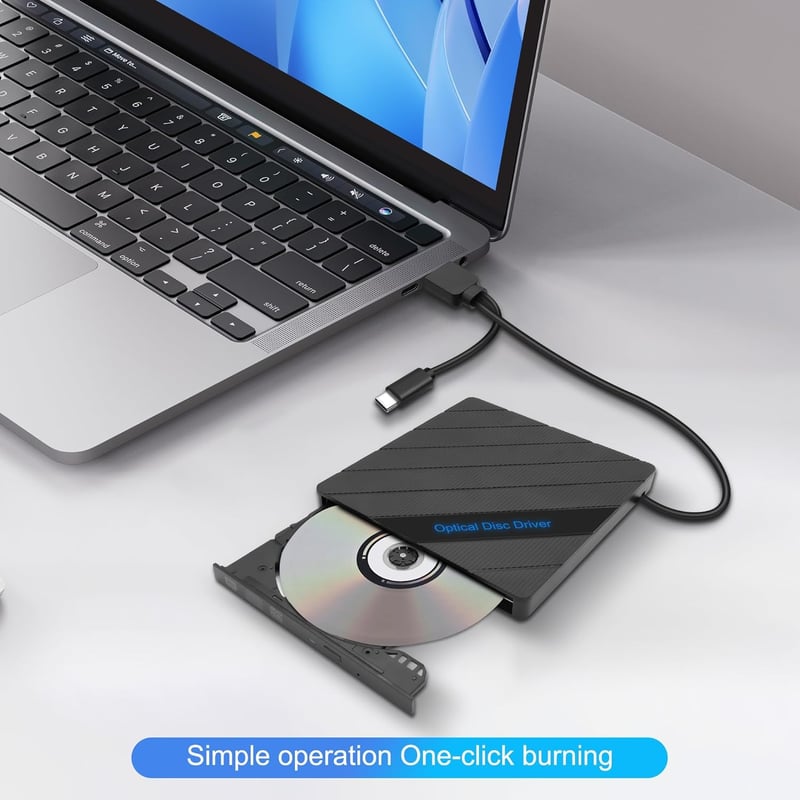 XMSJSIY Külső CD/DVD Meghajtó USB 3.0 Type-C Hordozható Írható Olvasó 8 az 1-ben