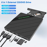 XMSJSIY Külső CD/DVD Meghajtó USB 3.0 Type-C Hordozható Írható Olvasó 8 az 1-ben 3