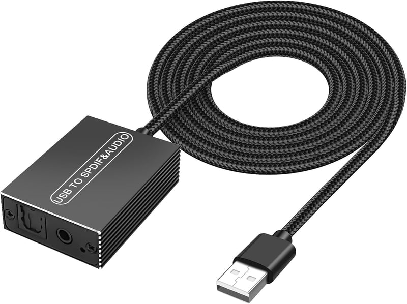XMSJSIY USB–Optikai SPDIF Toslink és 3,5 mm jack audio adapter, 1,2 m