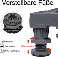 XMTECH Állítható Mosógép Alap 45-75cm, Görgős Hordozható Talp Mosógéphez Hűtőhöz Szárítógéphez 4