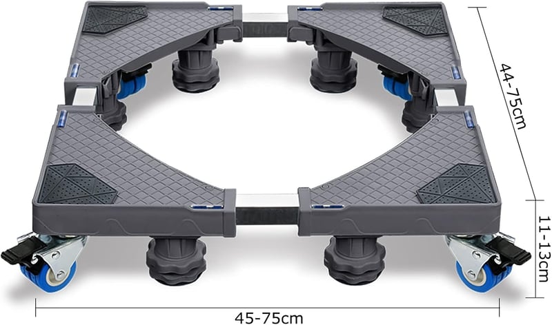 XMTECH Állítható Mosógép Alap 45-75cm, Görgős Hordozható Talp Mosógéphez Hűtőhöz Szárítógéphez