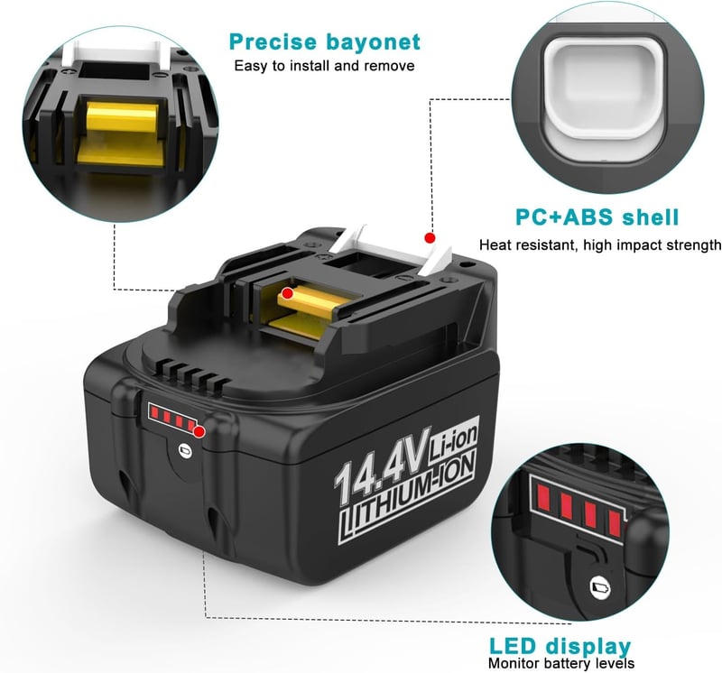 XNJTG 14,4V 5Ah BL1415 Makita akkumulátor csere BL1430 BL1440