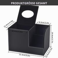 XNONE Kožený úložný box na vreckovky a diaľkové ovládače 22,3 x 13,4 x 14,4 cm čierny dekoratívny doplnok na stôl 4