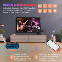 Xnordcaper Hordozható Karaoke Rendszer 2 Vezeték Nélküli Mikrofonnal - Bluetooth Hangszóró LED Fényekkel, FM Rádió, USB, TF Kártya, AUX Csat 4