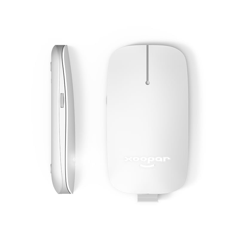Mouse Wireless Xoopar Pokket 2.4G Bluetooth - Reîncărcabil, Ultrasubțire, Plastic Reciclat - Alb