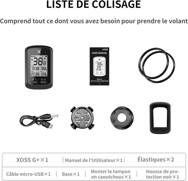 XOSS G+ Kerékpáros Komputer GPS Sebességmérővel - Vezeték Nélküli, Vízálló, Bluetooth/ANT+ Kompatibilis, Tölthető Akkumulátor, Védőtokkal