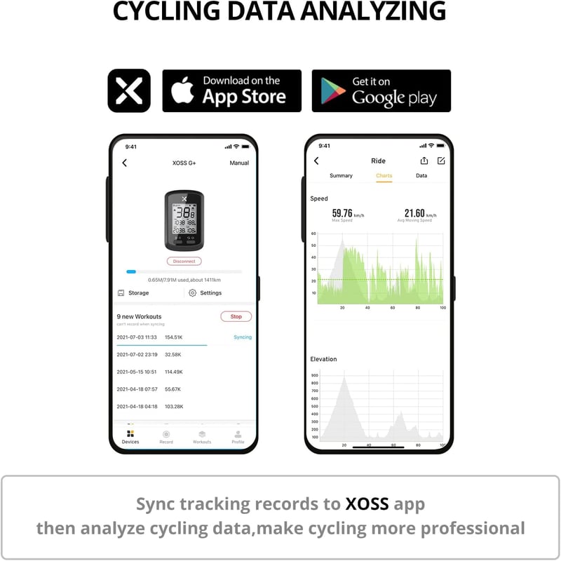 XOSS G+ Kerékpáros Komputer GPS Sebességmérővel - Vezeték Nélküli, Vízálló, Bluetooth/ANT+ Kompatibilis, Tölthető Akkumulátor, Védőtokkal