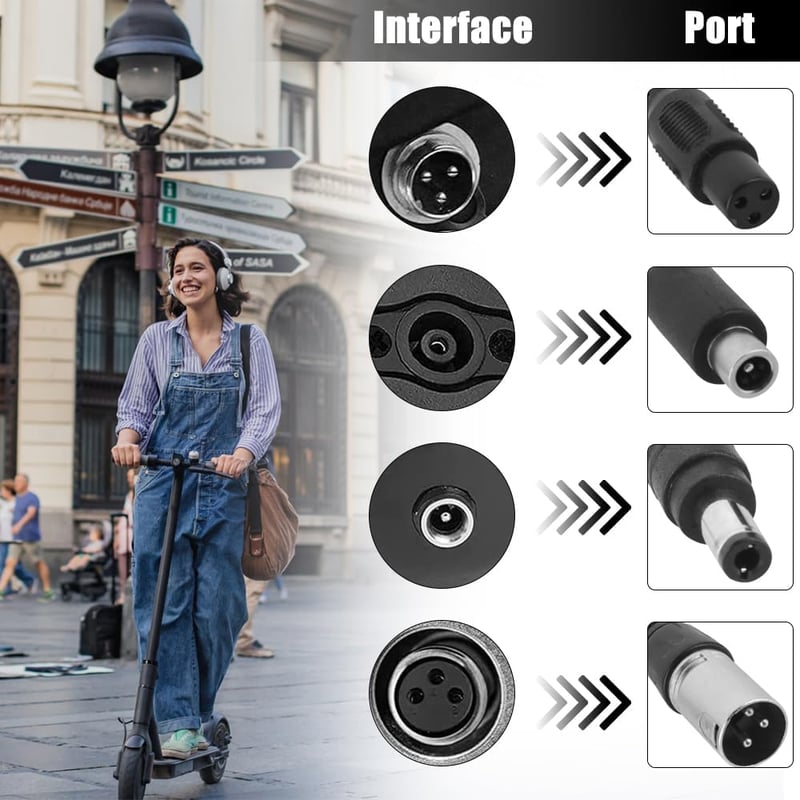 XPJBKC Elektromos Roller Töltő 42V 2A, E-Scooter Töltőkábel Hoverboard-hoz, 4 Portos Univerzális Töltő Elektromos Kerékpárhoz