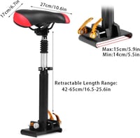 XPJBKC Elektromos Roller Ülés Xiaomi M365 Ninebothoz - Állítható Magasság 42-65 cm, Alumínium Váz, Rugós Felfüggesztés, Fekete 2