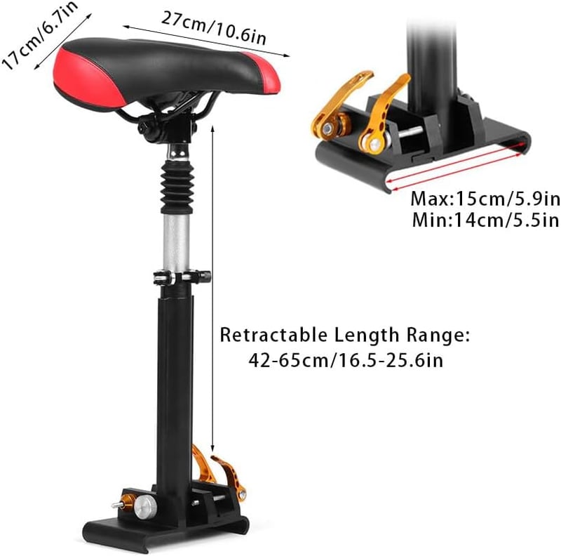 XPJBKC Elektromos Roller Ülés Xiaomi M365 Ninebothoz - Állítható Magasság 42-65 cm, Alumínium Váz, Rugós Felfüggesztés, Fekete
