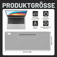 Vyhrievaná podložka pod myš XPJBKC 80x33 cm, s 3 stupňami ohrevu a 3-hodinovým automatickým vypnutím, zónové vyhrievanie podložky pod PC/notebook, sivá 2