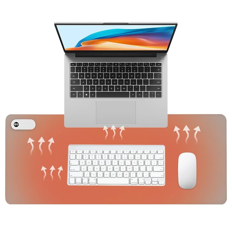 Vyhrievaná podložka pod myš XPJBKC 80x33 cm, s 3 stupňami ohrevu a 3-hodinovým automatickým vypnutím, zónové vyhrievanie podložky pod PC/notebook, sivá