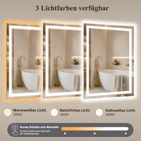 Kúpeľňové LED zrkadlo XRAMFY 100x76 cm, 3 teploty farieb a plynulá regulácia jasu, vyhrievanie proti zahmlievaniu, IP65, do spálne a salónu 3