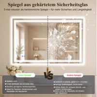 Kúpeľňové LED zrkadlo XRAMFY 100x76 cm, 3 teploty farieb a plynulá regulácia jasu, vyhrievanie proti zahmlievaniu, IP65, do spálne a salónu 5