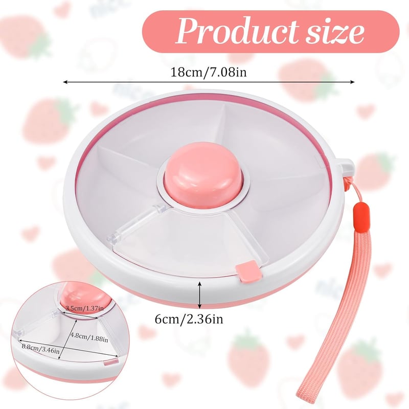 XRPRPX Forgó Snack Box 5 Rekeszes Ételhordó Gyerekeknek 18cm BPA Mentes