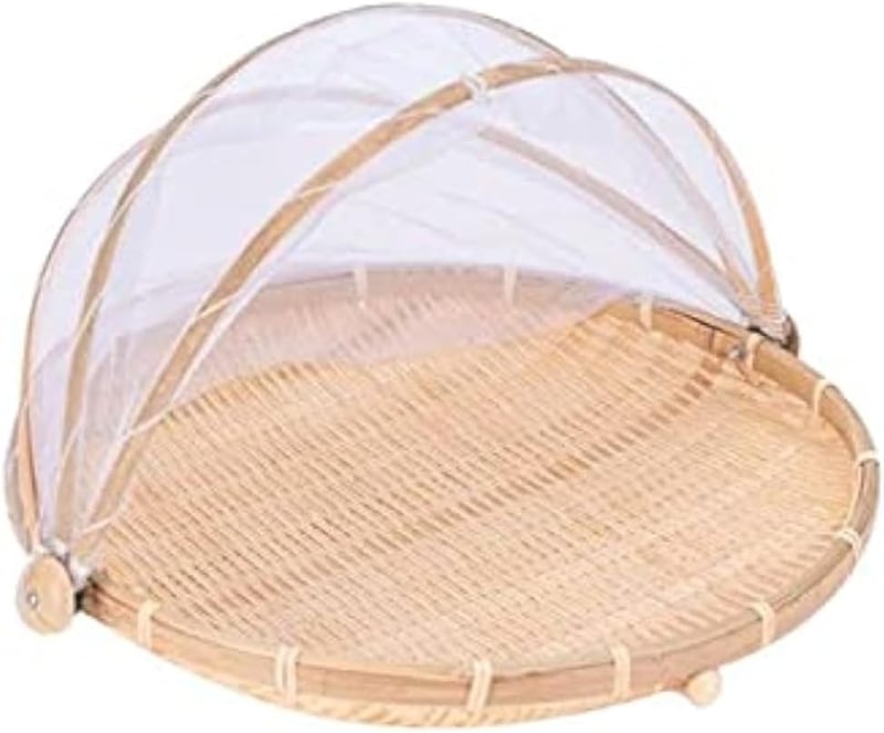 Xshelley Bambusz Tárolókosár Tetővel 42cm Zöldség Gyümölcs Kenyér
