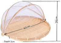 Xshelley Bambusz Tárolókosár Tetővel 42cm Zöldség Gyümölcs Kenyér 3
