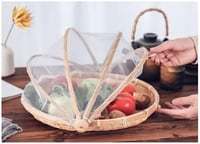 Xshelley Bambusz Tárolókosár Tetővel 42cm Zöldség Gyümölcs Kenyér 6