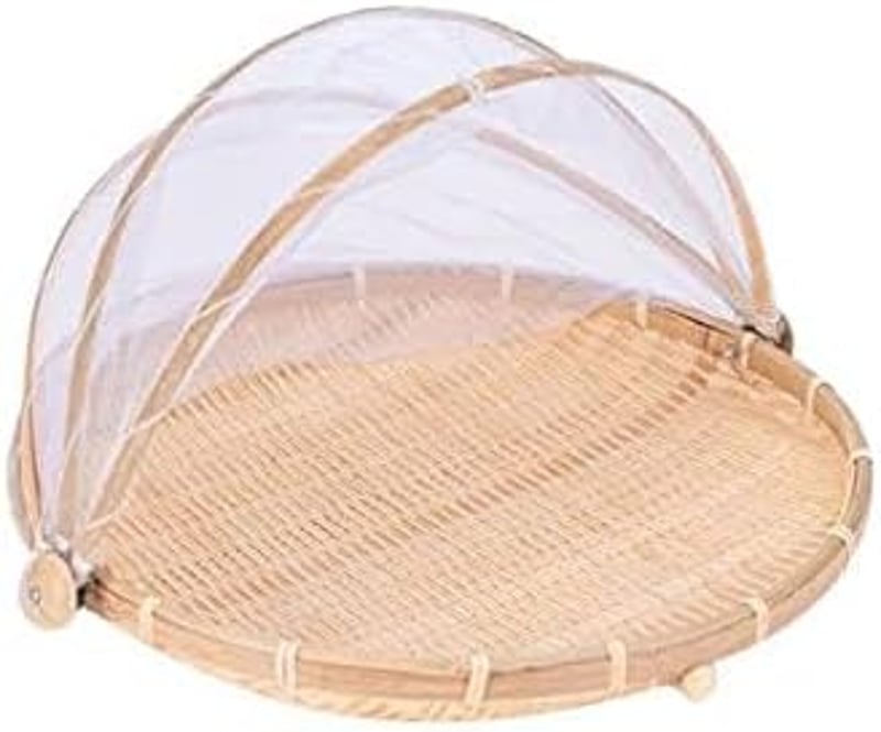 Xshelley Bambusz Tárolókosár Tetővel 42cm Zöldség Gyümölcs Kenyér