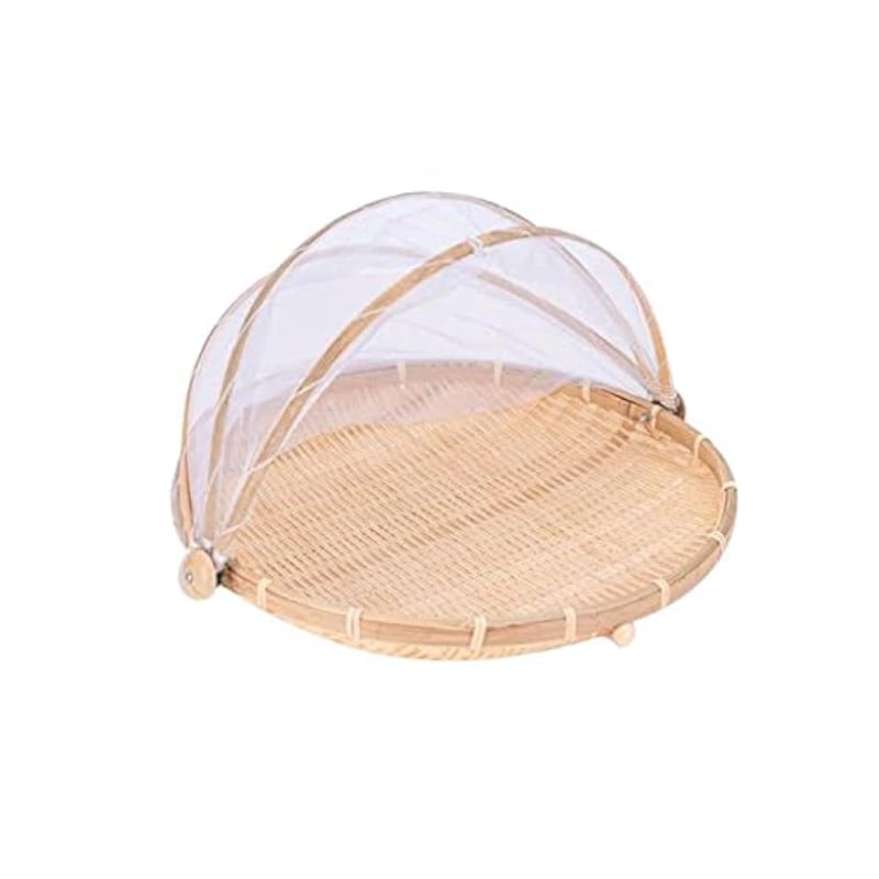 Okrugla košara za pohranu od bambusa Xshelley s poklopcem - promjer 42 cm