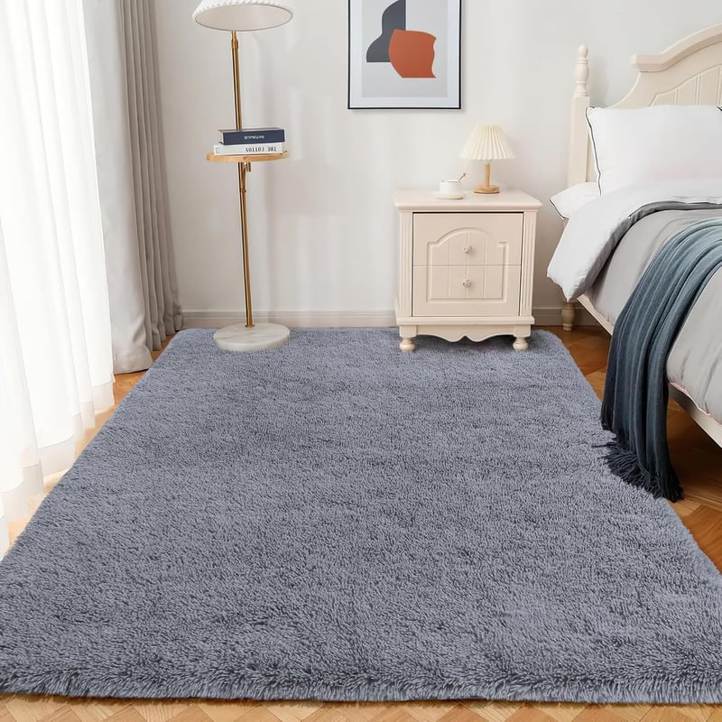 XSIVOD Szürke magas bolyhos shaggy szőnyeg nem csúszó hátoldallal mosható lakószobába hálószobába gyerekszobába 200 x 300 cm