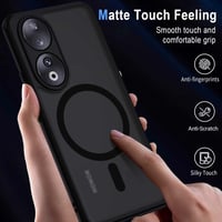 XTCASE Honor 90 5G magnetický kryt kompatibilný s MagSafe, matný priehľadný PC zadný kryt a TPU rám, odolný proti poškriabaniu, nárazuvzdorný ochranný obal - Čierny 3
