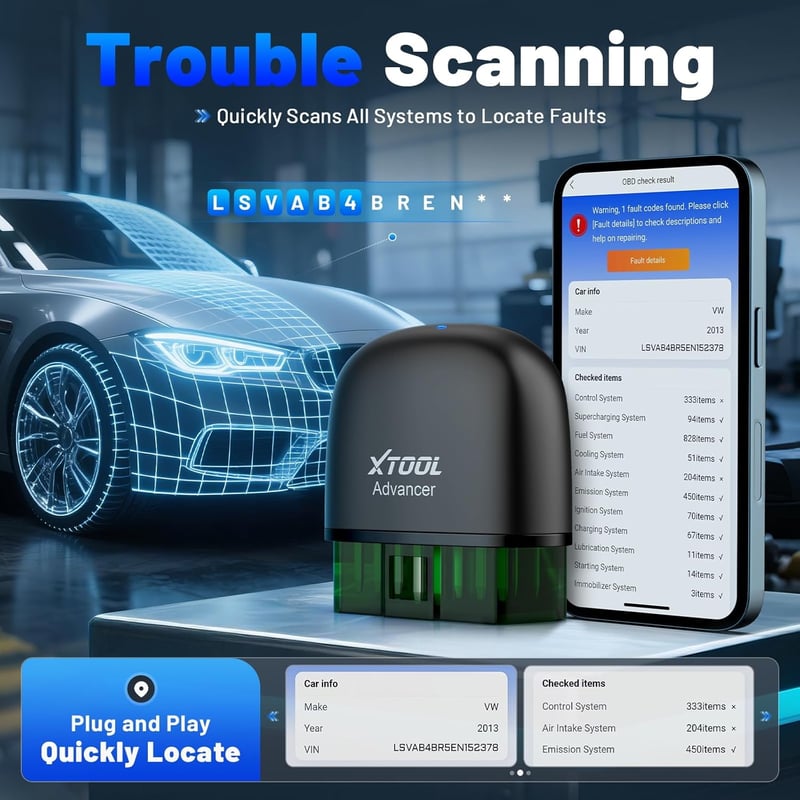 XTOOL AD20 Pro OBD2 Autódiagnosztikai Eszköz - Teljes Rendszer Szkennelés, Hibakód Olvasó, Olajszerviz Nullázás, iOS/Android Kompatibilis, É
