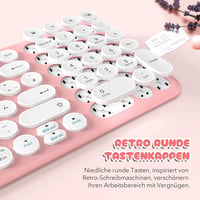 xtremtec Retro Írógép Billentyűzet és Egér Szett, Vezeték Nélküli, Rózsaszín-Fehér 5