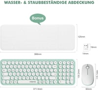 XTREMTEC Retro Kerek Írógép Billentyűzet és Egér Szett, Vezeték Nélküli 2.4GHz, Csendes Kompakt Billentyűzet Laptophoz, Zöld-Fehér - Green-white 7