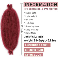 XTREND 12 Inch Spring Twist Afro Hajfonás Szintetikus Haj 8 Csomag Bordó Vörös 2